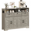 HOMCOM Sideboard, Buffet Cabinet with 4 Barn Doors and 3 Drawers Grey
