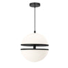 Dainolite Atomic Pendant 30w Matte Black White Glass Lamp