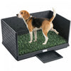 PawHut Dog Grass Pad with High Walls and Tray, Dog Litter Box for Puppy Training, Pee Pad Holder with Artificial Grass and Drainage for Indoor Outdoor Use, 30\" x 20\" x 14\"