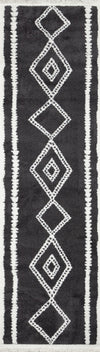 Zelda Contemporary 2'3\" x 7'6\" Runner Rug in Black Indoor Area Rug