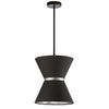 Dainolite Caterine 1 Light Pendant 12\" Dia Matte Black Finish Silver Ring/Black Shade Lamp