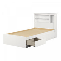 Vito Mates Bed With Bookcase Headboard Set - Pure White