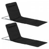Outsunny 2 Pcs Folding Beach Lounge Chair W/ Pillow, Black