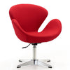 Manhattan Comfort Raspberry Polished Chrome Wool Blend Adjustable Swivel Chair - Red