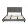 Lucia Upholstered Platform Bed Frame With Tufted Waffle Stitching,king Size,charcoal King Bed