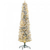 Homcom 7 Foot Snow Flocked Artificial Pencil Christmas Tree With Lights