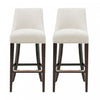 Beever Modern Chenille Wood Upholstered Barstool in Cream - Set of 2 Bar Stool