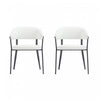 Belle Modern Metal Upholstered Dining Chair in White - Set of 2