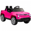 Qaba 12v Electric Car For Kids, Chevrolet Silverado Ev Rst Licensed Battery Powered Ride-On Kids Car With Parent Remote Control, Spring Suspension, Soft Start, Training Wheels, Pink
