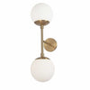 Dainolite Dayana 2 Light Wall Sconce Aged Brass White Glass Lamp