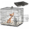 PawHut Dog Crate, 24\" Folding Metal Dog Kennel with 2 Doors, Removable Tray, Soft Cushion, Handle, Pet Cage for Extra Small Dogs, Black