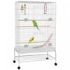 Pawhut 52\" Bird Cage For Budgies Cockatiels Canaries Lovebirds Finches With Rolling Stand, Toys, Removable Tray, Storage Shelf, White