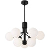 Dainolite Amanda 9 Light Chandelier Matte Black White Opal Glass Lamp