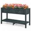 Costway Hips Raised Garden Bed Poly Wood Elevated Planter Box With Legs, Storage Shelf Black