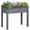 Outsunny 34\"x18\"x30\" Elevated Planter Box With Legs Wooden Patio Raised Garden Bed Outdoor Flower Stand Yard Plant Table Raised Flower Planter W/ Inner Bag Dark Grey