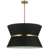 Dainolite Caterine 4 Light Pendant 24\" Dia Aged Brass Finish Gold Ring/Black Shade Lamp