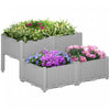 Outsunny 4-piece Elevated Flower Bed Vegetable Herb Planter Plastic Grey