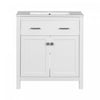 Baker 30 Inch Modern Bathroom Vanity with Ceramic Sink & Storage Cabinet, White