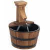 Outsunny Outdoor Waterfall Fountain, Garden Wood Barrel, Carbonized