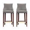 Shubert Modern Wood Upholstered Barstool in Dark Taupe - Set of 2