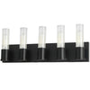 Dainolite Tube 5 Light Vanity Light Matte Black Clear Fluted Glass Lamp
