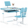 Qaba Kids Desk And Chair Set, Height Adjustable Kids Study Table And Chair Set With Tilt Desktop, Large Writing Board, Storage Drawer, Book Stand For 3-12 Years, Blue