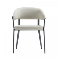 Belle Modern Metal Upholstered Dining Chair in Oatmeal