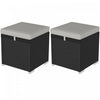 Outsunny 2 Pieces Wicker Outdoor Ottoman with Storage, Cushions, Light Grey