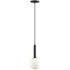 Dainolite Tara 1 Light Pendant Matte Black White Glass Lamp