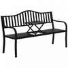 Outsunny Outdoor Bench With Liftable Middle Table, Patio Loveseat, Black