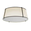 Dainolite Trapezoid 4 Light Flush Mount Tapered Drum Shaped Black/Cream Shade White Fabric Diffuser Lamp