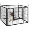 Pawhut Dog Pen Dog Play Pen 4 Panels Dog Fence Outdoor Indoor With Gate For Small Animal Dog, Backyard, Garden, 32\" X 32\" X 24\", Black