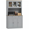 HOMCOM 71\" Pantry Cabinet w/ Microwave Space Buffet w/ Hutch Grey