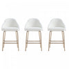 Gracie Modern Metal Upholstered Counter Stool in White and Gold - Set of 3