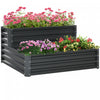 Outsunny 2 Tier Raised Garden Bed, 47\" X 40\" X 23'' Galvanized Steel Planter Box For Vegetables, Flowers And Herbs, Dark Gray