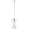 Dainolite Cubo 1 Light Pendant Rectangular Frame Polished Chrome Finish Frosted/Clear Glass Lamp