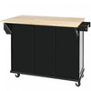 Margery Rubberwood Kitchen Cart With Drop-leaf Countertop And Storage Racks - Black