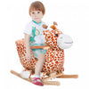 Qaba Wooden Plush Children Kids Rocking Horse Chair For Toddlers With Sound And Safety Belt, Giraffe For Boys And Girls