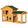 Pawhut 59\" Wooden Rabbit Hutch 2 Tier Bunny House Pet Playpen Enclosure For Indoor Outdoor With Slide-out Tray, Ramp, For Rabbits And Small Animals, Orange