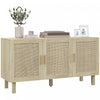 HOMCOM Boho Sideboard, Coffee Bar Cabinet with Rattan Doors, Natural