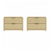 Grace Modern 28\" Nightstand in Natural Oak and Gold (2-Drawer) - Set of 2