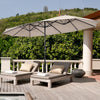 Costway 15FT Double-Sided Twin Patio Umbrella Sun Shade Outdoor Crank Market Base Beige