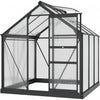 Outsunny 6' X 6' Clear Polycarbonate Greenhouse Walk-in Green House Garden Plants Grow Galvanized Base Aluminum Frame With Slide Doorwith Rain Gutter, Vent And Sliding Door, Grey