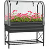 Outsunny Metal Raised Garden Bed with Cover, Black