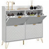 HOMCOM Slim Shoe Storage Cabinet with 4 Flip Drawers and Adjustable Shelves