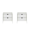 Coney Mid-Century Modern 20\" Nightstand in White (2-Drawer) - Set of 2