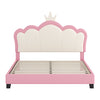 Judson Upholstered Princess Bed With Crown Headboard And Pu Platform Frame,full Size,pink Full Bed