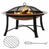 Outsunny 30\" Outdoor Fire Pit, Potable Fire Pit W/ Lid, Bronze