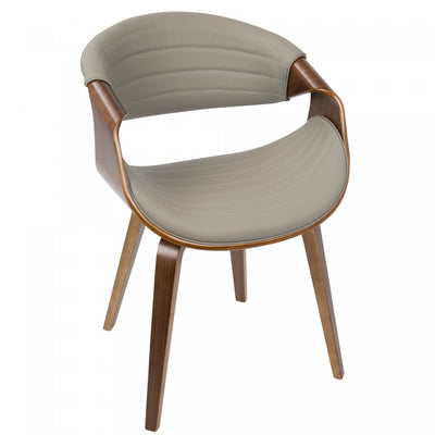 LumiSource Symphony Faux Leather Mid-Century Modern Dining Accent Chair - Walnut/Grey|Chaise d’appoint de salle à manger moderne du milieu du 20e siècle Symphony en similicuir - noyer et gris