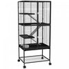 Pawhut Small Animal Cage With Wheels, Pet Playpen For Rat, Kitten, Ferrets, Chinchillas With Bottom Storage Shelf, Removable Tray, Ramp, 24.2\" X 17.9\" X 53.5\", Black